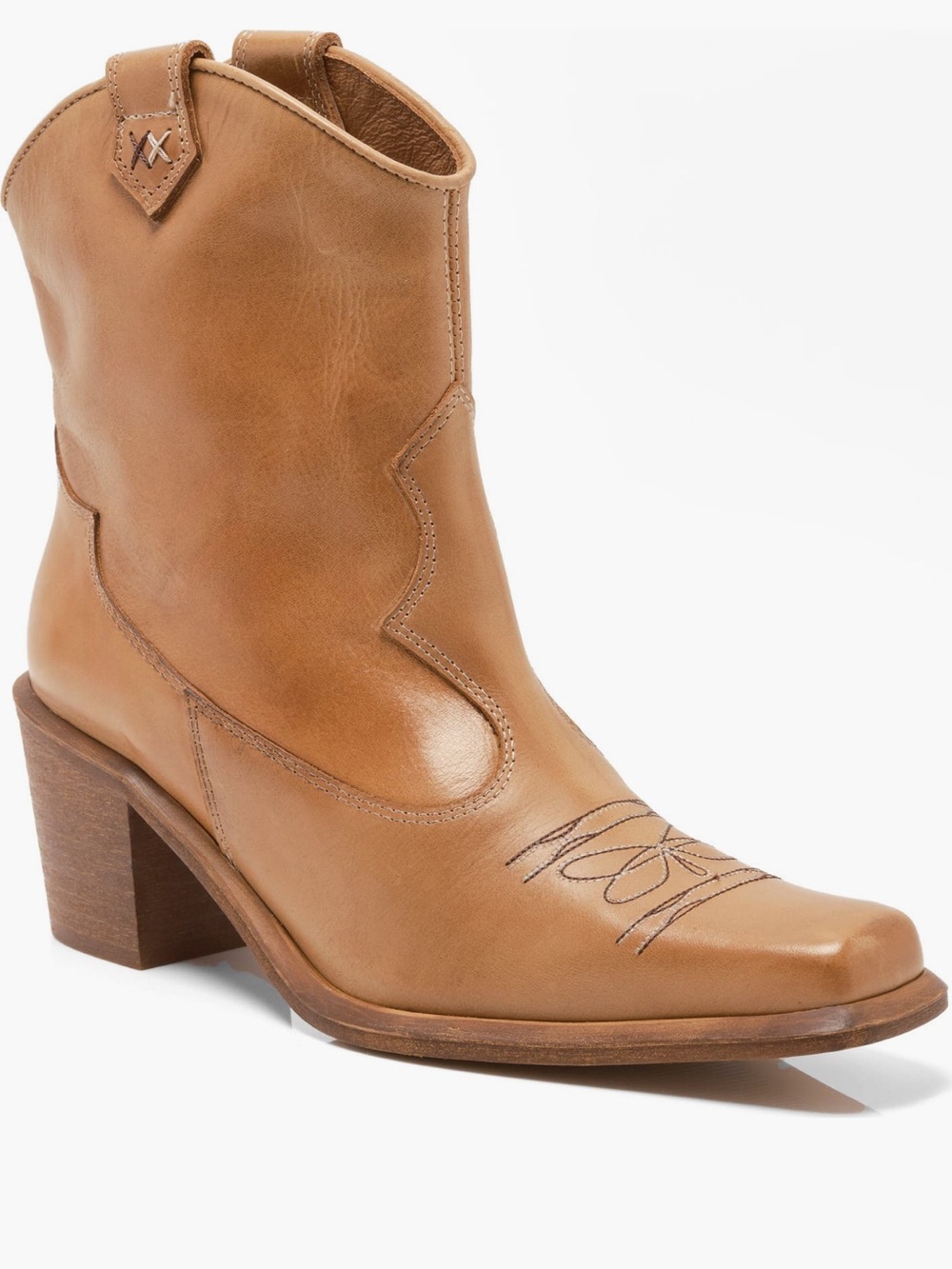 Free People Wandering Cognac Leather Western Ankle Boots 7.5 - Picture 2 of 7